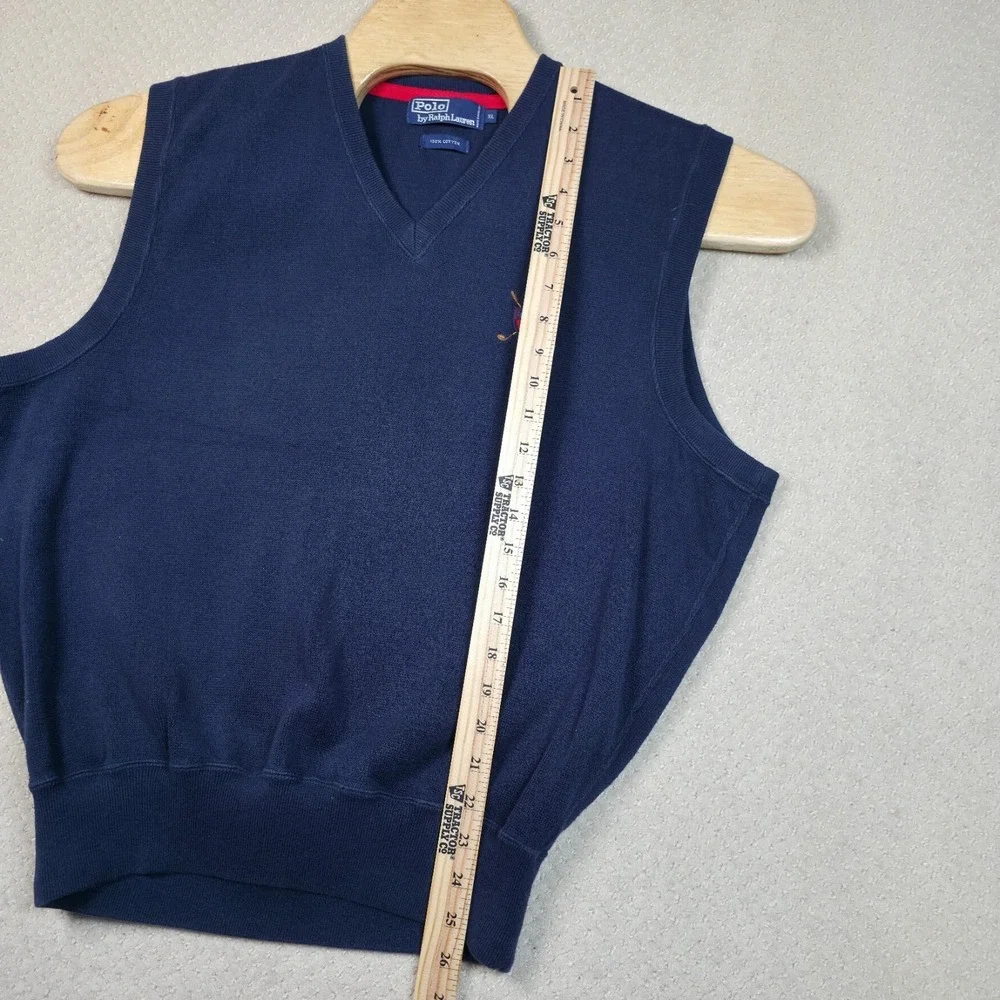 VTG Polo Ralph Lauren Sweater Vest Men's XL Navy Blue Golf Crest Logo 90s Preppy